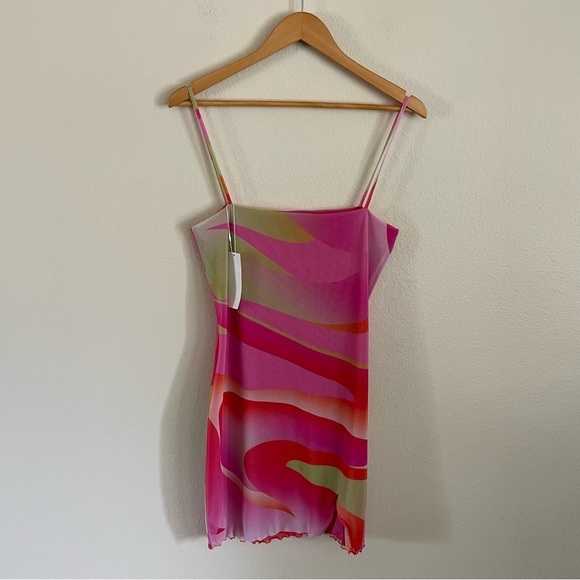 NWT Expired Girl Mesh Mini Dress Multicolor  Abstract Pattern Size Medium - Picture 3 of 12